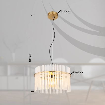 Globo - Lustr na lanku 1xE27/60W/230V pr. 40 cm zlatá