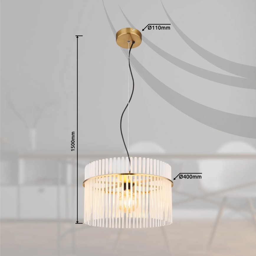 Globo - Lustr na lanku 1xE27/60W/230V pr. 40 cm zlatá