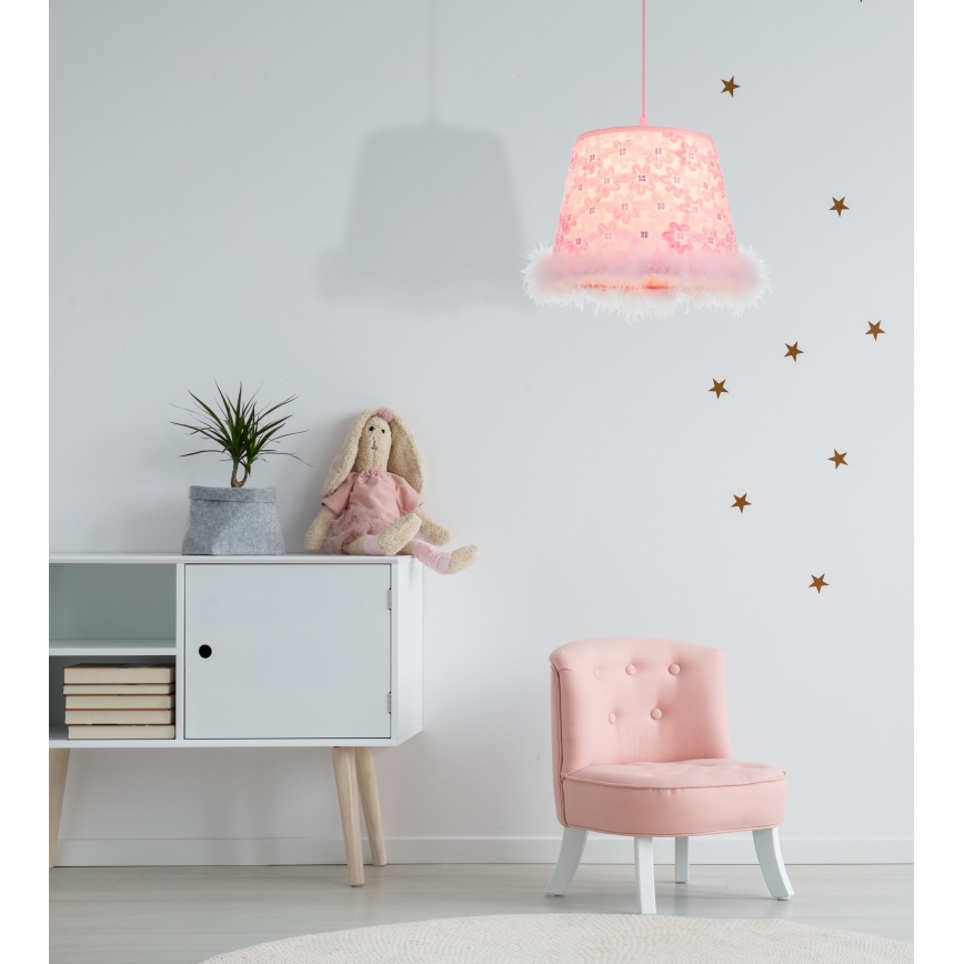 Globo - Dětský lustr na lanku 1xE27/60W/230V růžová