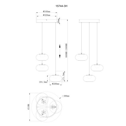 Globo - LED Lustr na lanku 3xLED/6W/230V