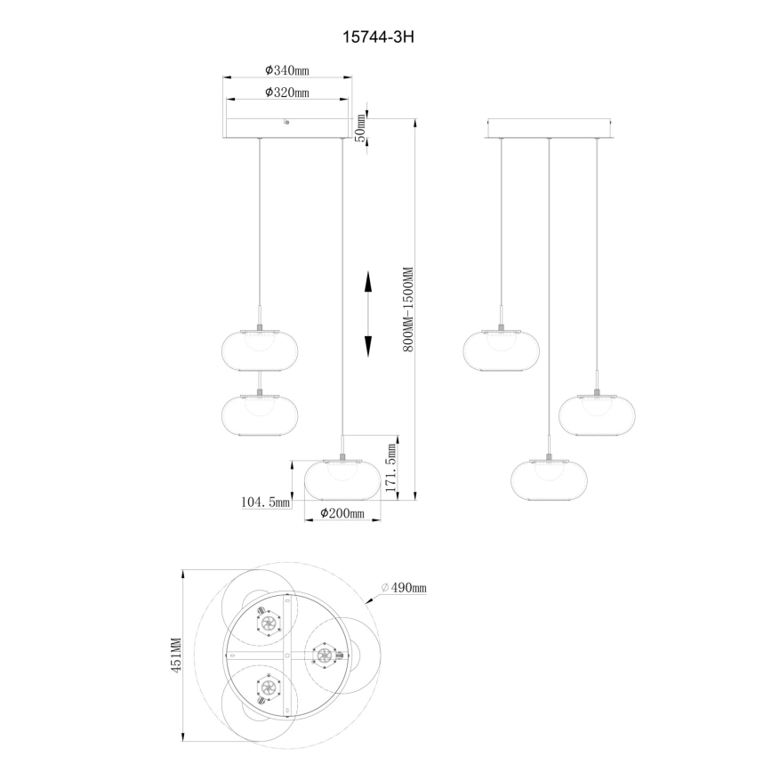 Globo - LED Lustr na lanku 3xLED/6W/230V