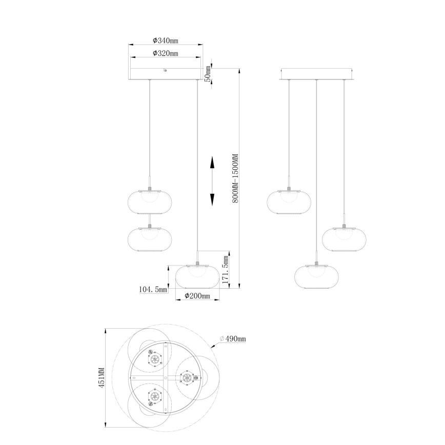 Globo - LED Lustr na lanku 3xLED/6W/230V