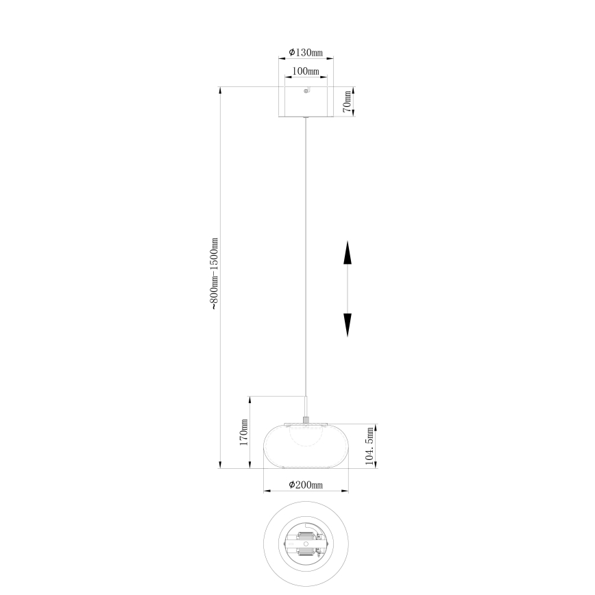Globo - LED Lustr na lanku LED/6W/230V černá