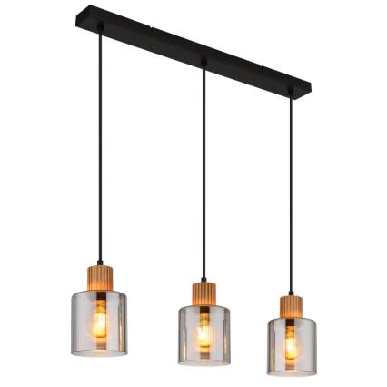 Globo - Lustr na lanku 3xE27/25W/230V černá