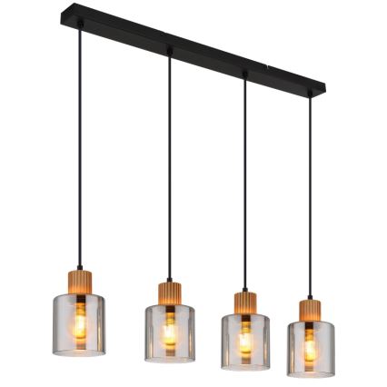 Globo - Lustr na lanku 4xE27/25W/230V černá