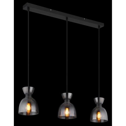 Globo - Lustr na lanku 3xE14/40W/230V černá/kouřová