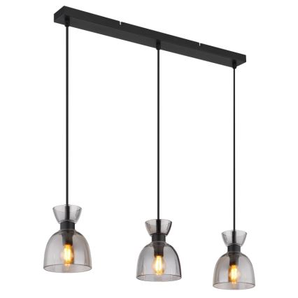 Globo - Lustr na lanku 3xE14/40W/230V černá/kouřová