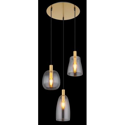Globo - Lustr na lanku 3xE14/40W/230V pr. 43 cm mosaz