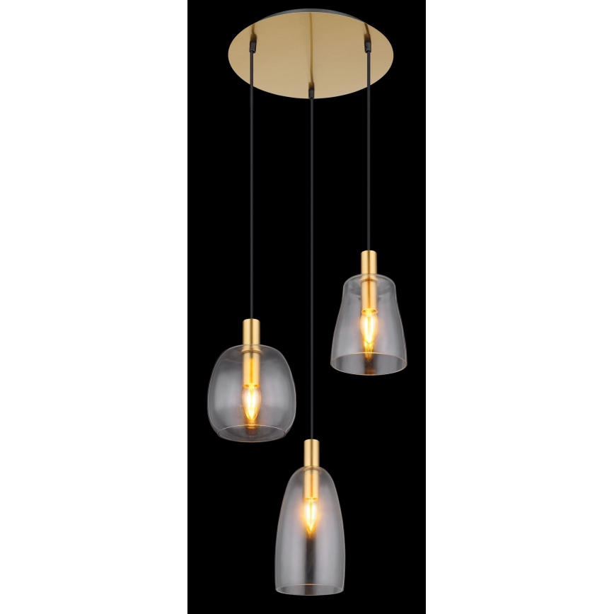 Globo - Lustr na lanku 3xE14/40W/230V pr. 43 cm mosaz