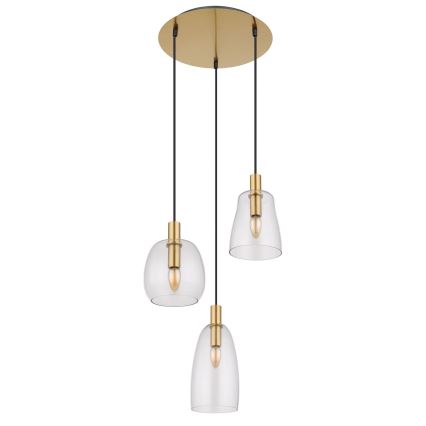 Globo - Lustr na lanku 3xE14/40W/230V pr. 43 cm mosaz