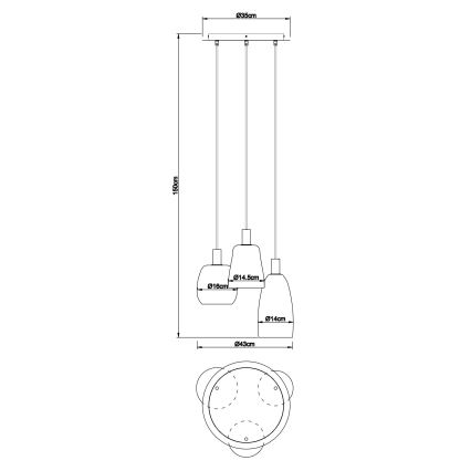 Globo - Lustr na lanku 3xE14/40W/230V pr. 43 cm mosaz