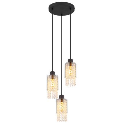 Globo - Lustr na lanku 3xE27/40W/230V pr. 25 cm černá