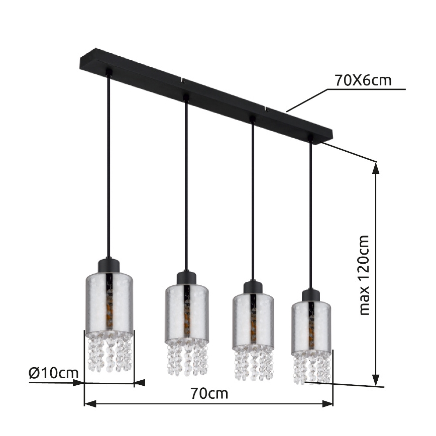 Globo - Lustr na lanku 4xE27/40W/230V černá