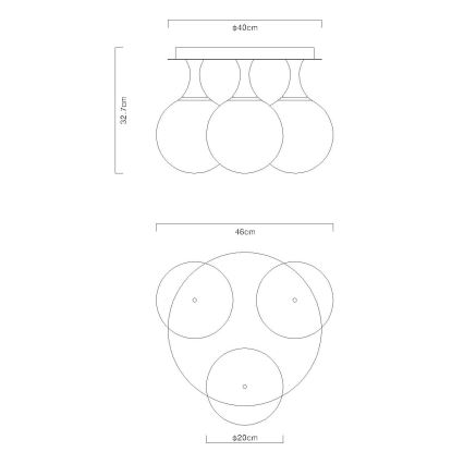 Globo - Přisazený lustr 3xE27/10W/230V pr. 46 cm černá