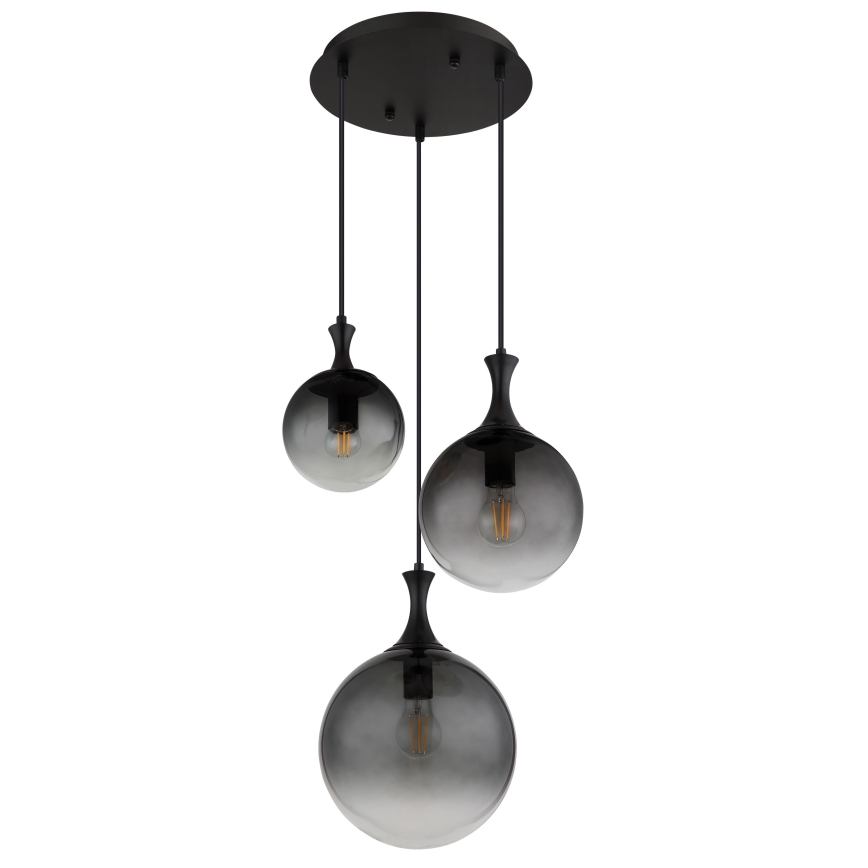 Globo - Lustr na lanku 3xE27/10W/230V pr. 48 cm černá