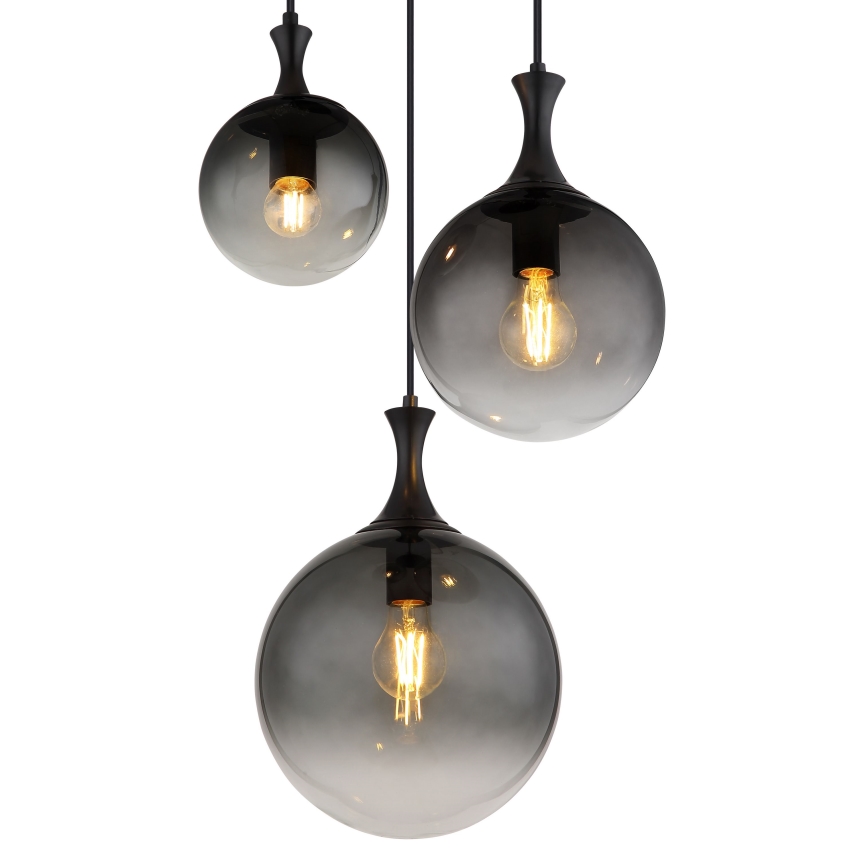 Globo - Lustr na lanku 3xE27/10W/230V pr. 48 cm černá