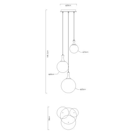 Globo - Lustr na lanku 3xE27/10W/230V pr. 48 cm černá