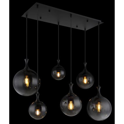 Globo - Lustr na lanku 6xE27/10W/230V černá