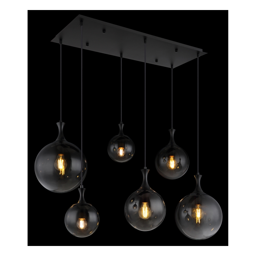 Globo - Lustr na lanku 6xE27/10W/230V černá