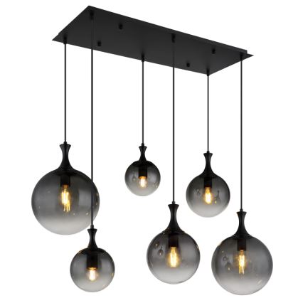 Globo - Lustr na lanku 6xE27/10W/230V černá