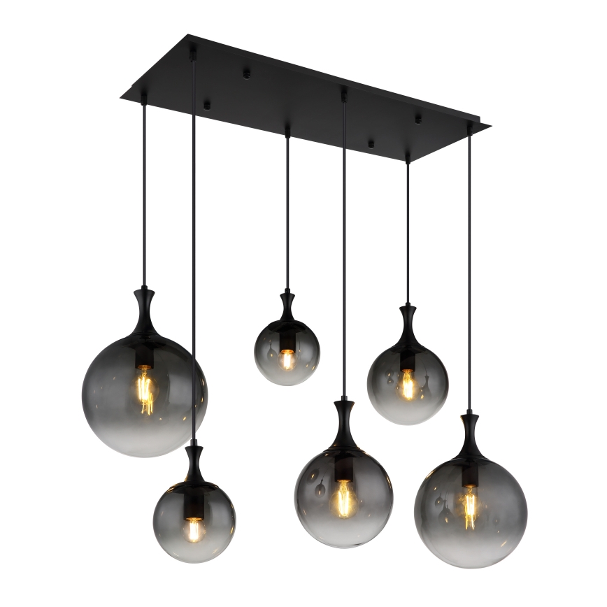 Globo - Lustr na lanku 6xE27/10W/230V černá