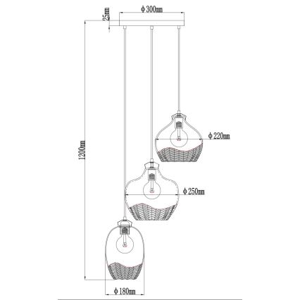 Globo - Lustr na lanku 3xE27/60W/230V pr. 45 cm