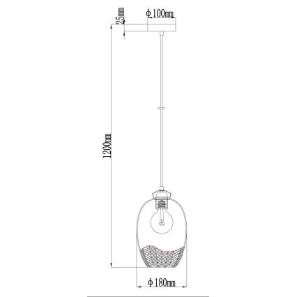 Globo - Lustr na lanku 1xE27/60W/230V pr. 22 cm zlatá