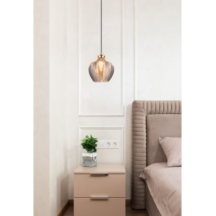 Globo - Lustr na lanku 1xE27/60W/230V pr. 22 cm kouřová