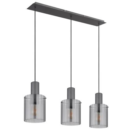 Globo - Lustr na lanku 3xE27/40W/230V šedá