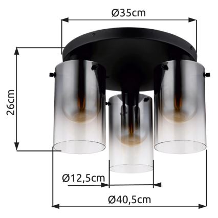 Globo - Přisazený lustr 3xE27/40W/230V pr. 40,5 cm černá