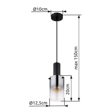 Globo - Lustr na lanku 1xE27/40W/230V pr. 12,5 cm černá