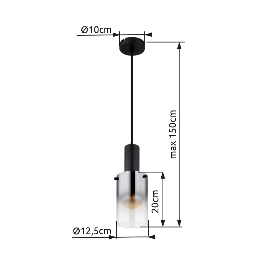 Globo - Lustr na lanku 1xE27/40W/230V pr. 12,5 cm černá