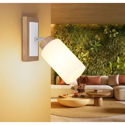 Globo - Nástěnné bodové svítidlo 1xE27/60W/230V dub/bílá