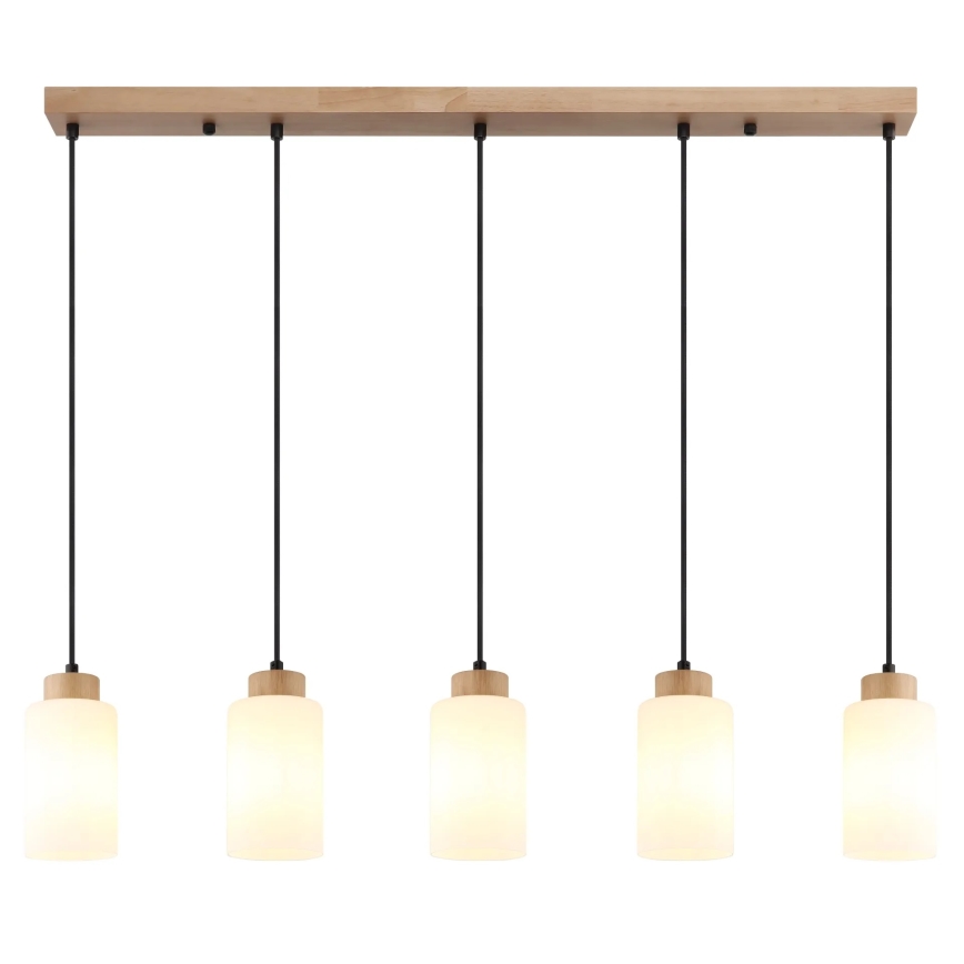 Globo - Lustr na lanku 5xE27/60W/230V dub/bílá