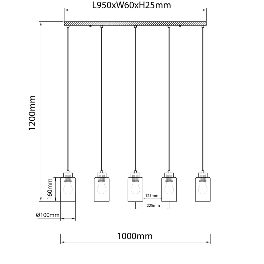 Globo - Lustr na lanku 5xE27/60W/230V dub/bílá