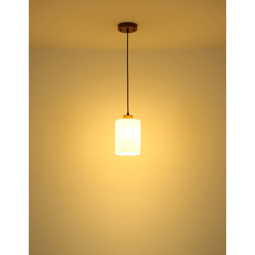 Globo - Lustr na lanku 1xE27/60W/230V dub/bílá