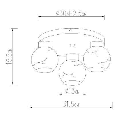 Globo - Stropní svítidlo 3xE27/60W/230V pr. 31,5 cm