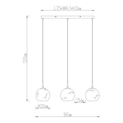 Globo - Lustr na lanku 3xE27/60W/230V