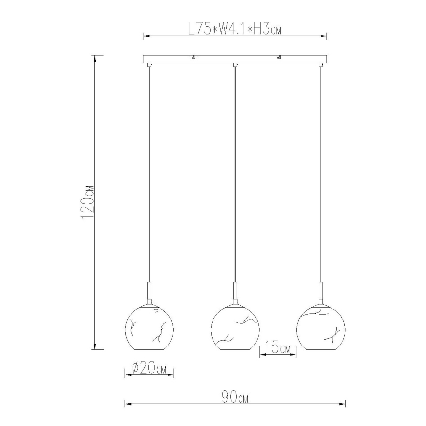 Globo - Lustr na lanku 3xE27/60W/230V