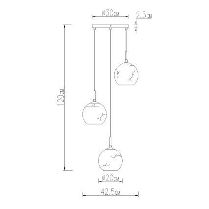 Globo - Lustr na lanku 3xE27/60W/230V pr. 42,5 cm