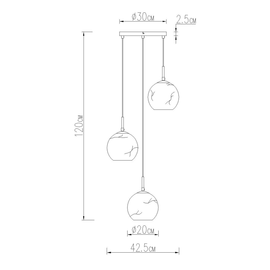 Globo - Lustr na lanku 3xE27/60W/230V pr. 42,5 cm