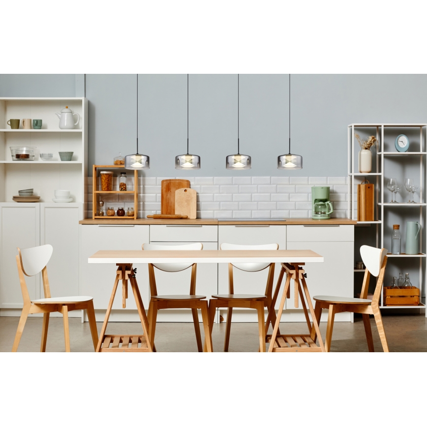 Globo - LED Lustr na lanku LED/24W/230V černá/kouřová
