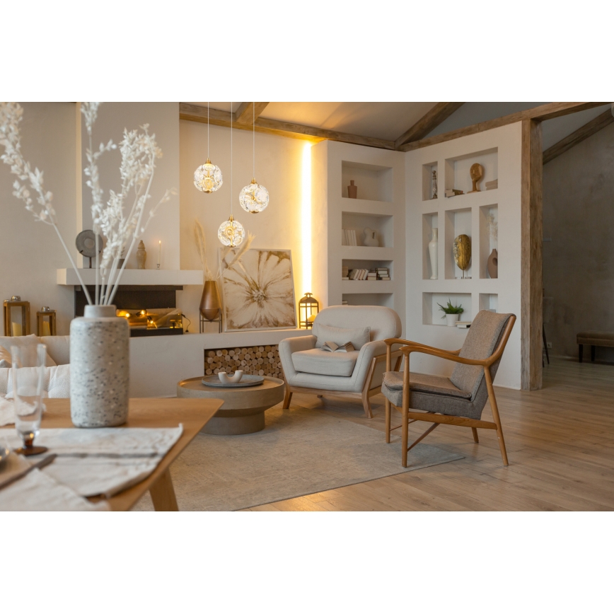 Globo - LED Lustr na lanku LED/24W/230V 3000K zlatá