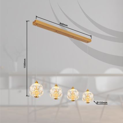 Globo - LED Lustr na lanku LED/32W/230V 3000K zlatá
