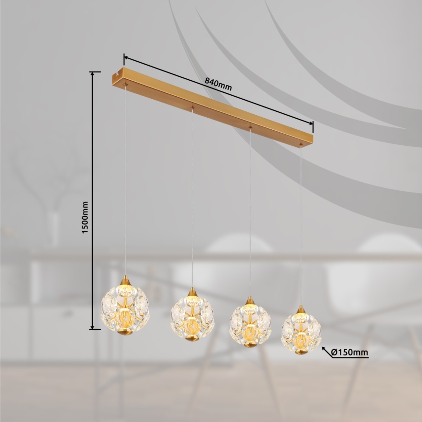Globo - LED Lustr na lanku LED/32W/230V 3000K zlatá