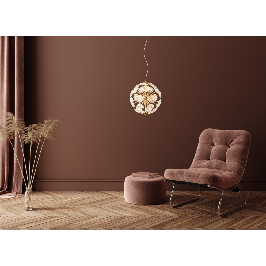 Globo - LED Lustr na lanku LED/12W/230V 3000K zlatá
