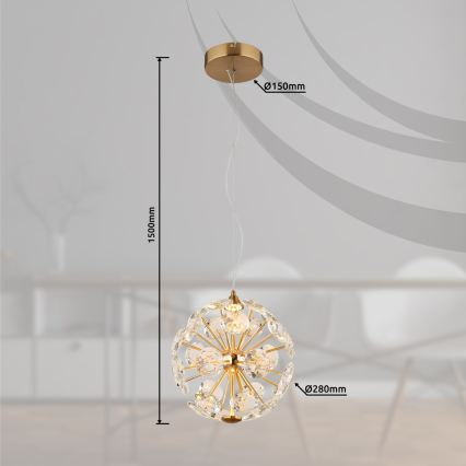 Globo - LED Lustr na lanku LED/12W/230V 3000K zlatá