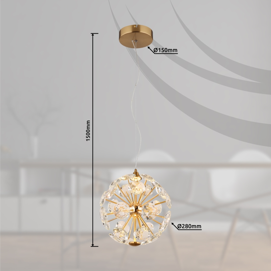 Globo - LED Lustr na lanku LED/12W/230V 3000K zlatá