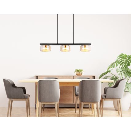 Globo - LED Lustr na lanku 3xGX53/6W/230V kouřová/hnědá