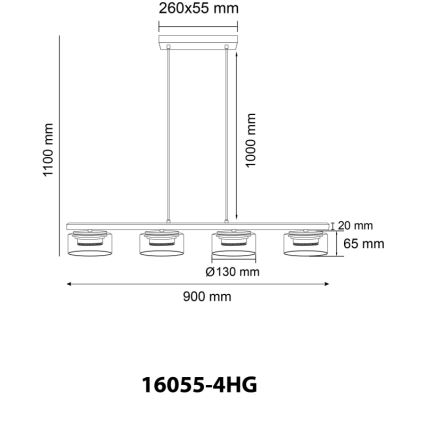 Globo - LED Lustr na lanku 4xGX53/6W/230V kouřová/hnědá